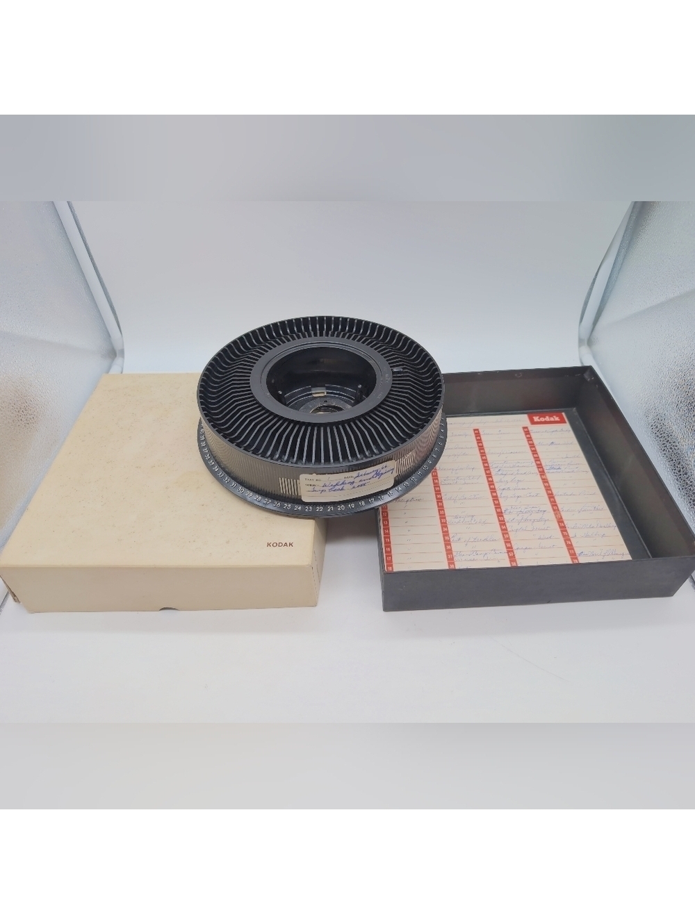 Vintage Kodak Black Slide Projector Tray with Cream Box